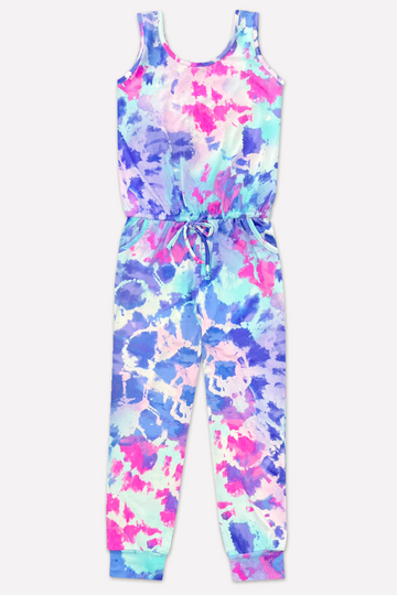 Simply Soft Long Jumpsuit - Spring Watercolor Tie Dye