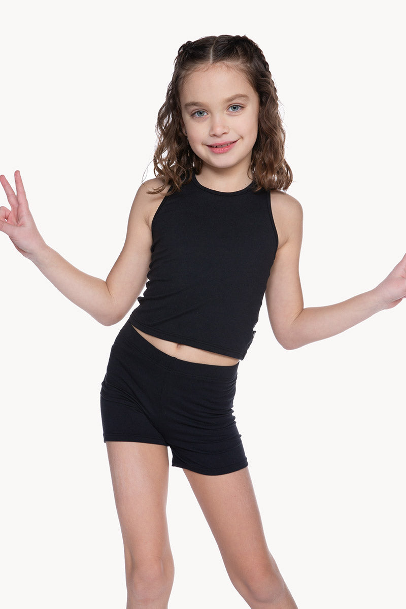 Simply Soft Luxe Cropped Racerback Tank & Tumble Short - Black
