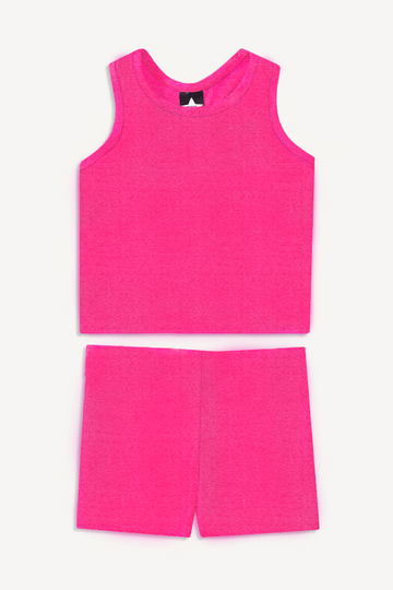 Simply Soft Luxe Cropped Racerback Tank & Tumble Short - Hot Pink