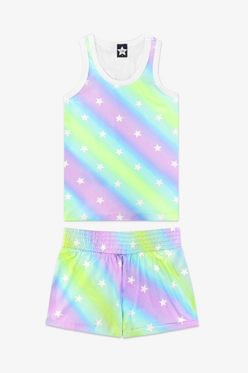 Racerback Tank & Smocked Short - Ombré Pastel Stars