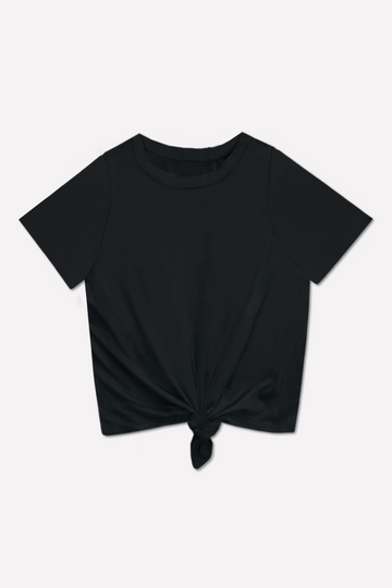 Simply Soft Tie Front Tee - Black