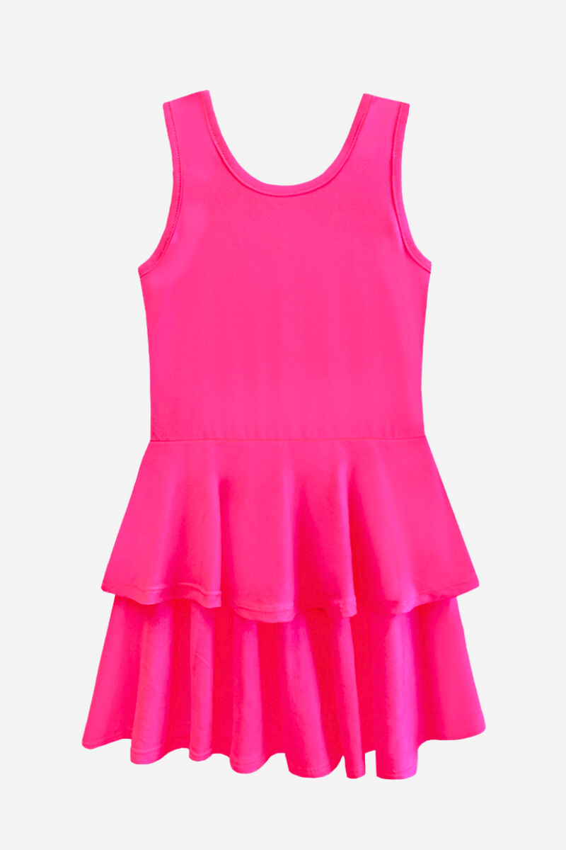 Simply Soft Tank Ruffle Skirt Dress - Neon Fruit Punch