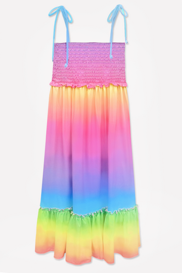 Simply Soft Tiered Smocked Maxi Dress - Rainbow Pop Ombré