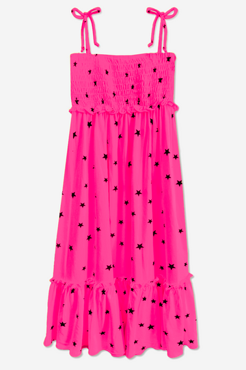 Simply Soft Smocked Tiered Maxi Dress - Neon Fruit Punch Stars