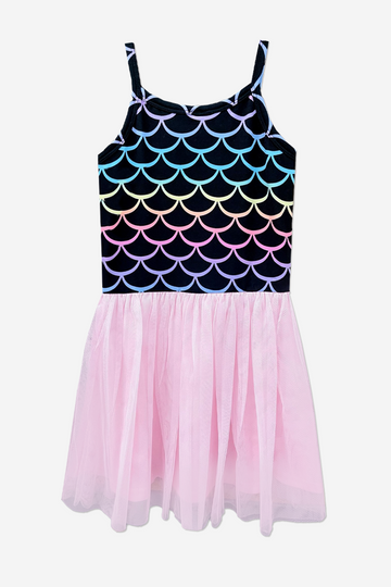 Simply Soft Strappy Be Happy Tulle Dress - Pink Black Ombre Mermaid