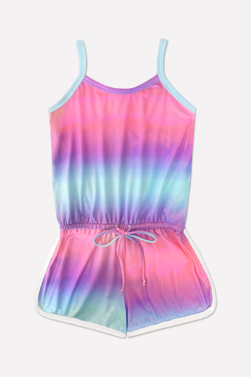 Simply Soft Strappy Dolphin Short Romper - Watercolor Ombre