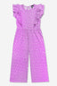 Simply Soft Wide Leg Ruffle Jumpsuit - Lavender Floral Rib