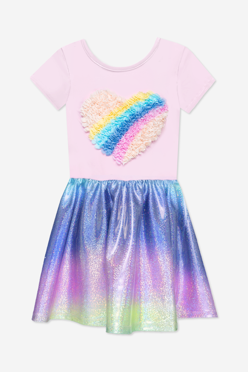 Glitter Short Sleeve Be Happy Dress