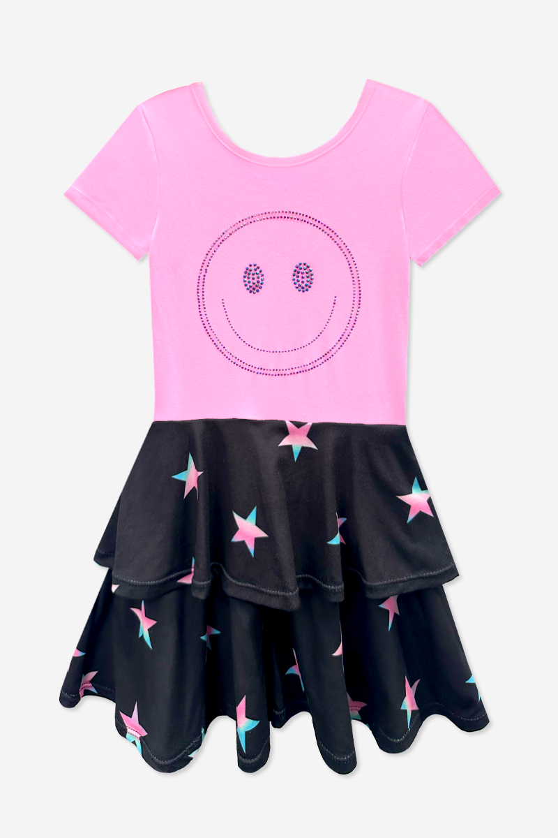 Simply Soft Short Sleeve Ruffle Skirt Dress
