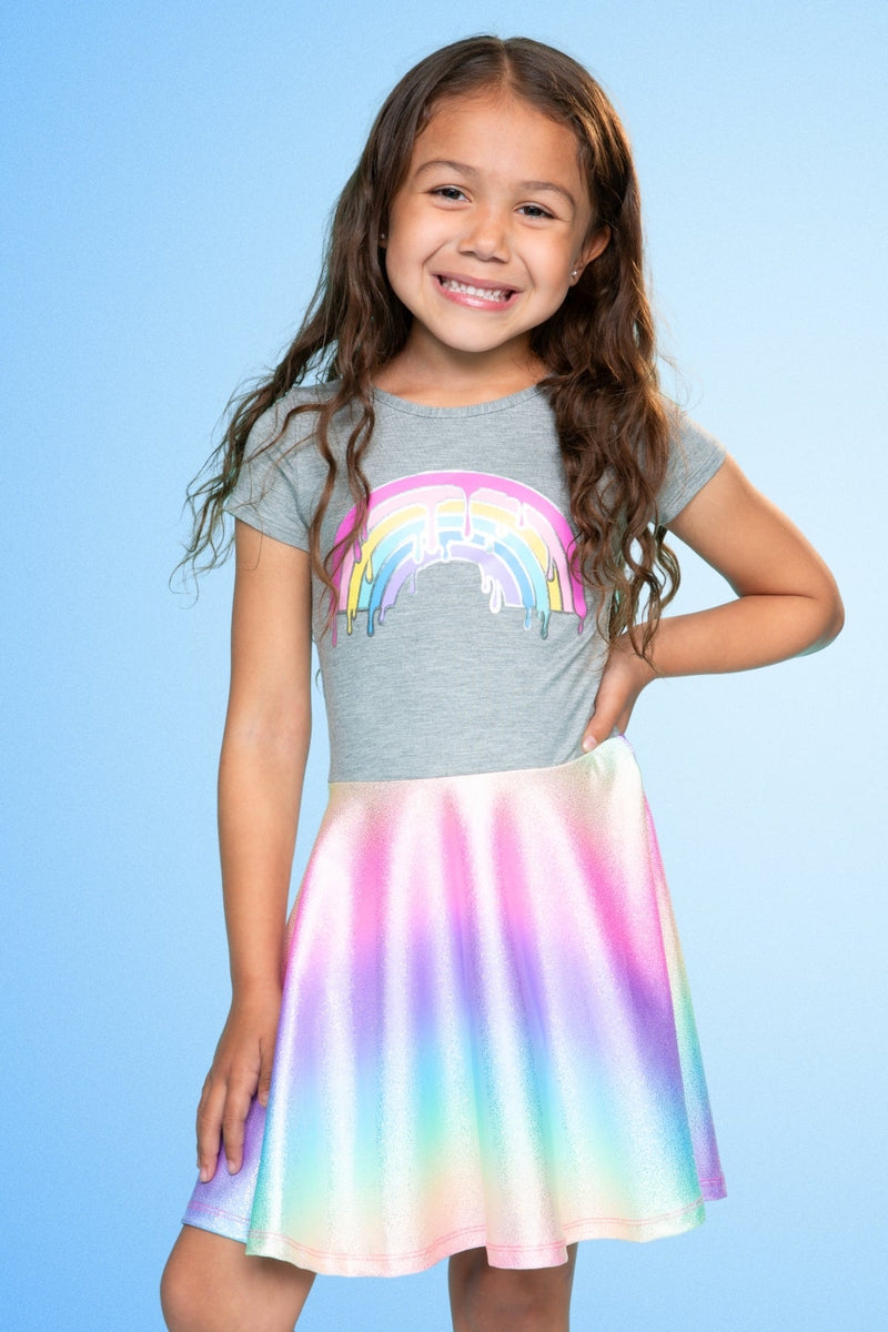 Glitter Short Sleeve Skater Dress