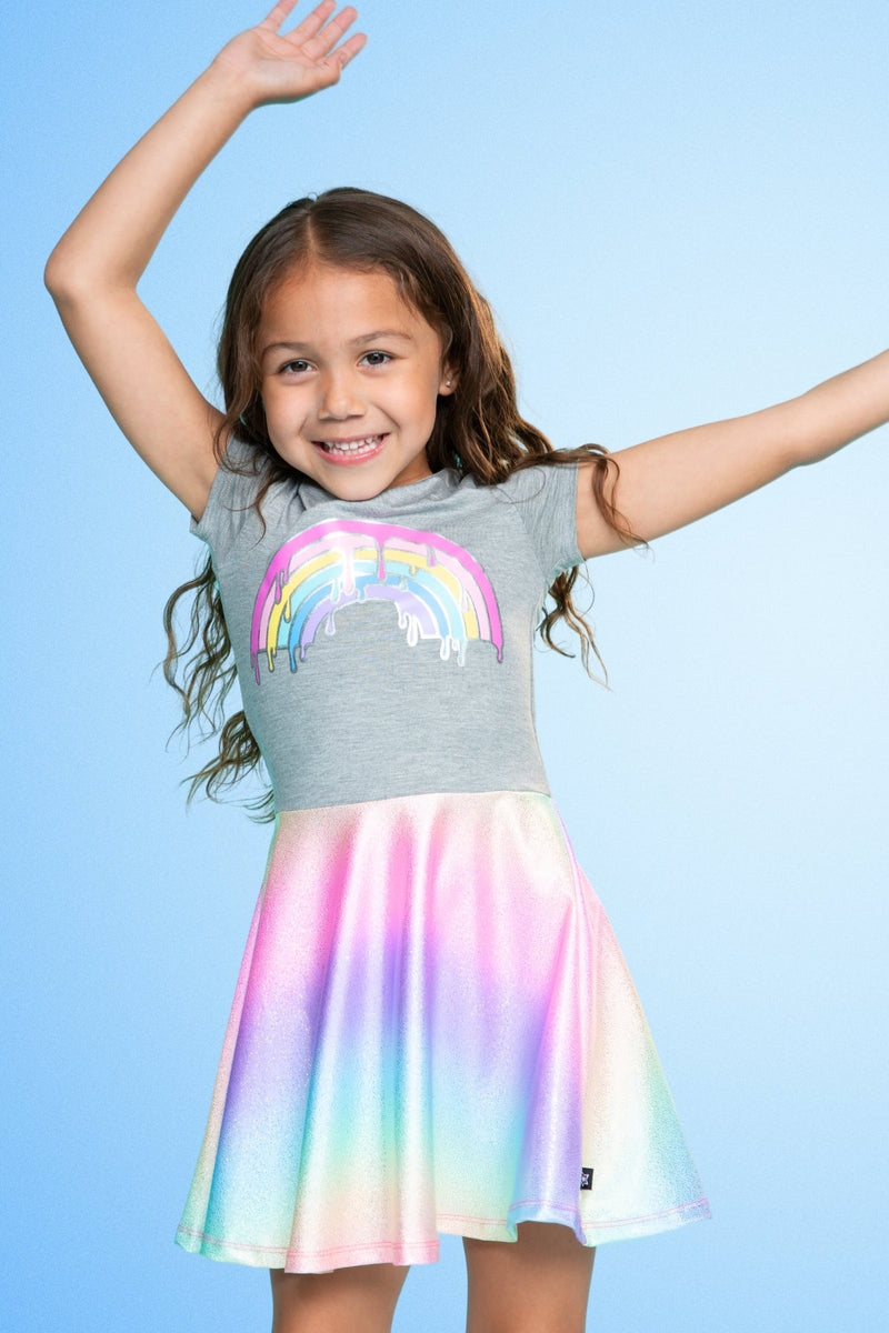 Glitter Short Sleeve Skater Dress