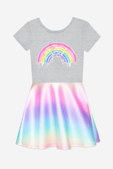 Glitter Short Sleeve Skater Dress