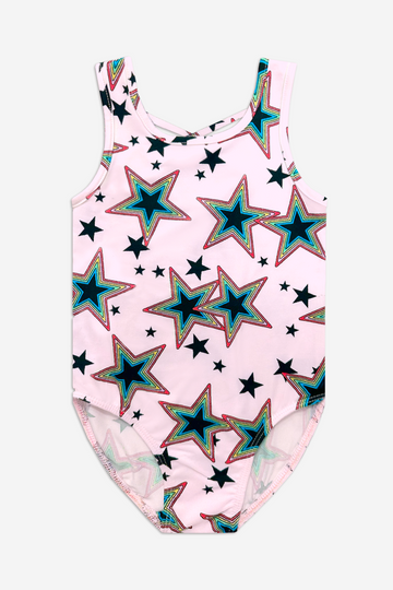 Simply Soft Tank Leotard - Blush Black Retro Star
