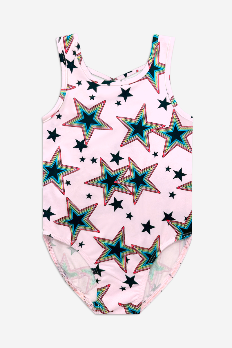 Simply Soft Tank Leotard - Blush Black Retro Star