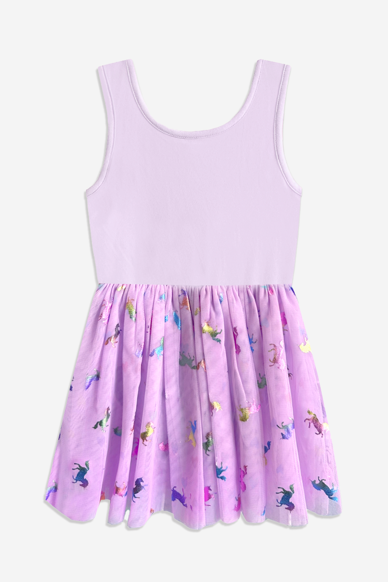 Simply Soft Tulle Leotard - Lilac Foil Unicorns