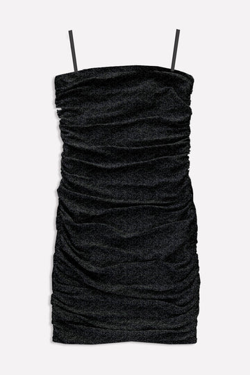Strappy Ruched Dress - Black Glitter