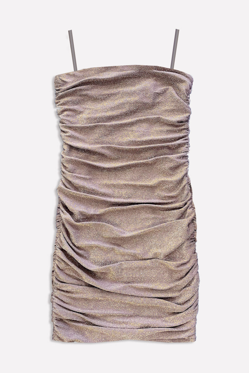 Strappy Ruched Dress - Mocha Glitter