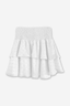 Swiss Dot Chiffon Smocked Double Ruffle Skirt - White