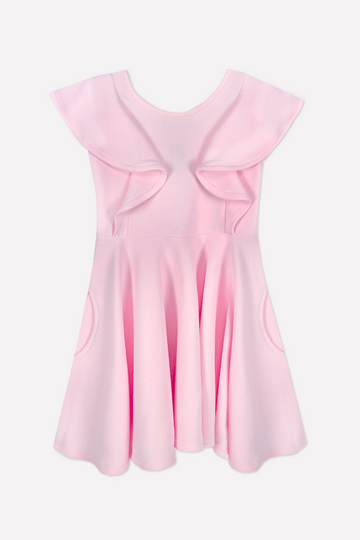 Flutter Pocket Skater Dress - Pink Texture