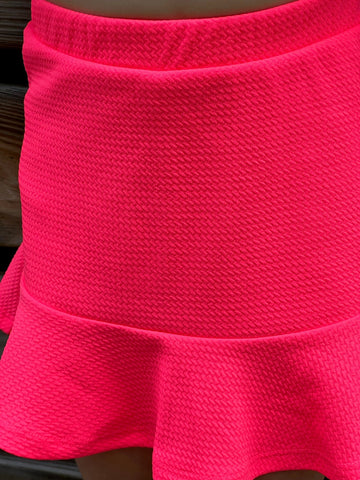 Textured Skort - Neon Pink