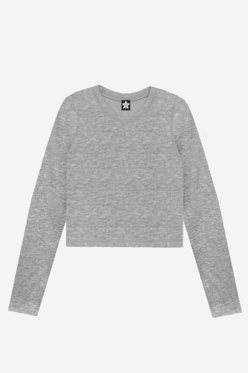 Ultra-Soft Ribbed Long Sleeve Fitted Tee - Heather Grey