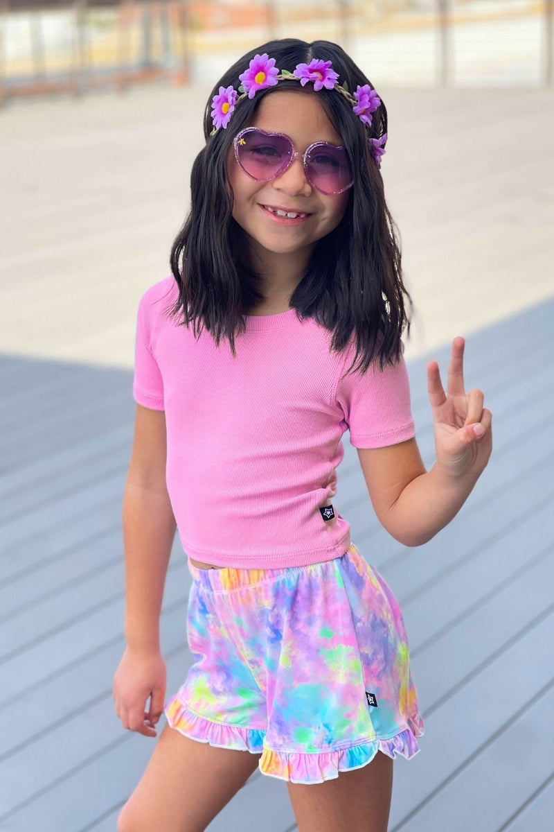 Ultra-Soft Ribbed Fitted Tee - Neon Pink