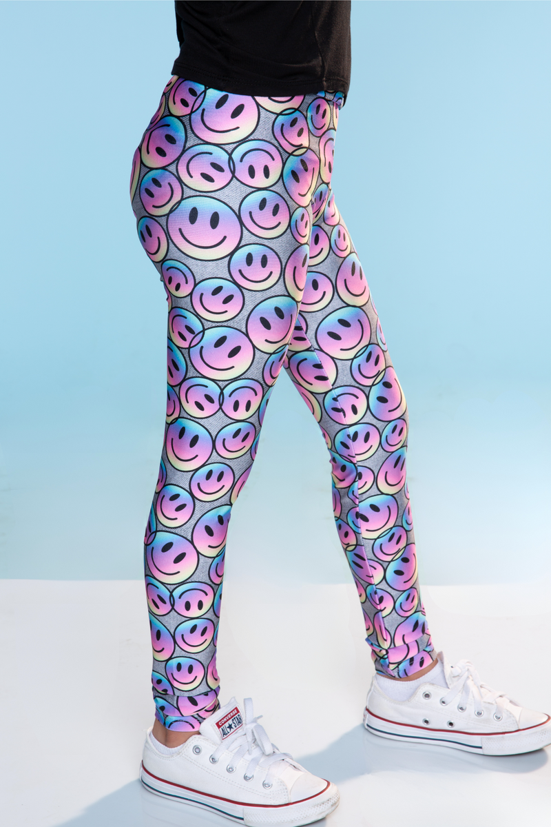 High Shine Long Legging - Pink Ombre Smiley