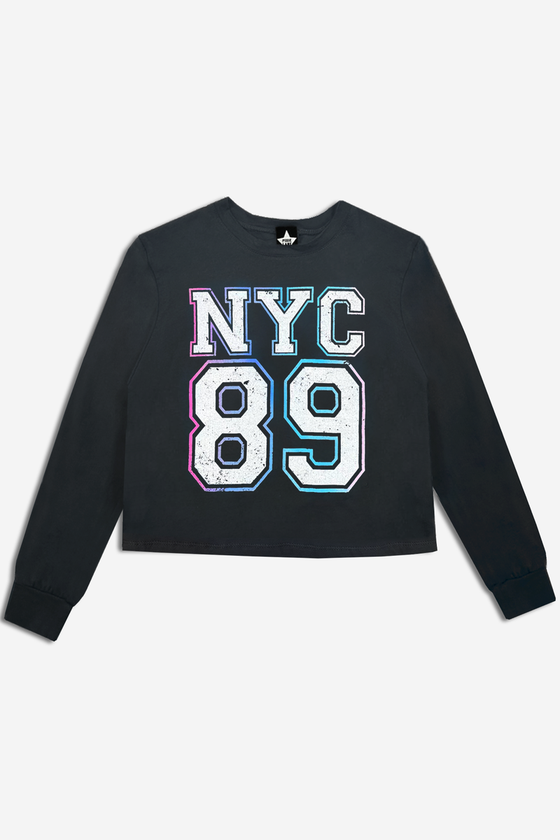 Washed Cotton Long Sleeve Easy Tee - Washed Black Nyc