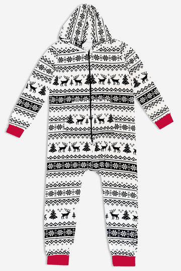 Women's Simply Soft Hooded Zip Onesie - Holiday Faire Isle