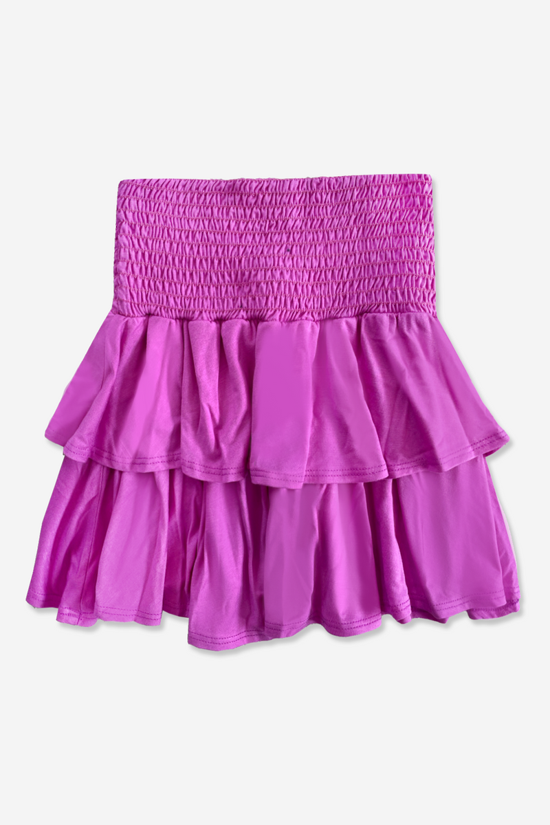 Women's Smocked Tiered Skirt - Raspberry