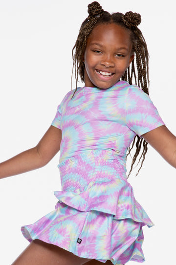 Simply Soft Smocked Ruffle Skirt - Cotton Candy Tie Dye