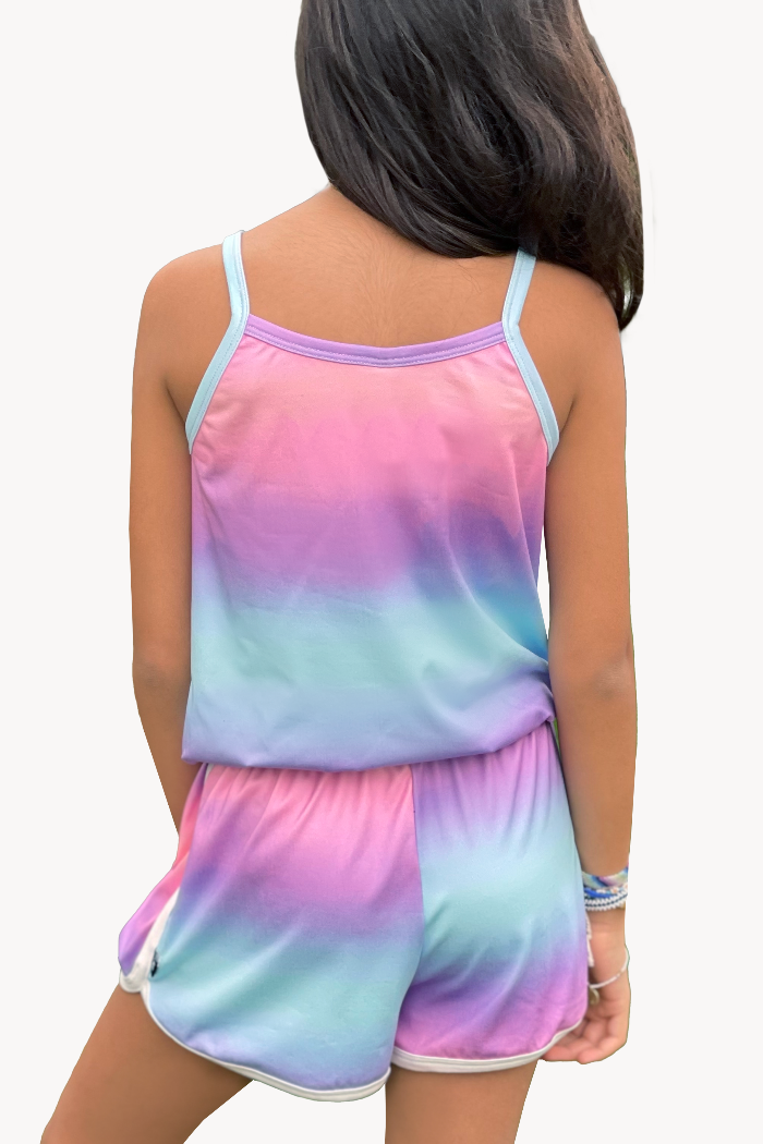 Simply Soft Strappy Dolphin Short Romper - Watercolor Ombre