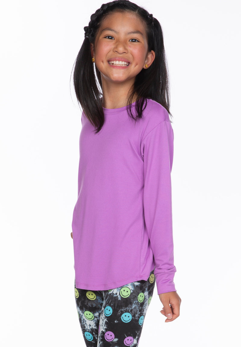 Simply Soft Long Sleeve Shirttail Top - Violet