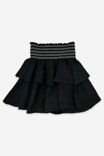 Smocked Skirt - Black Ivory Stitching