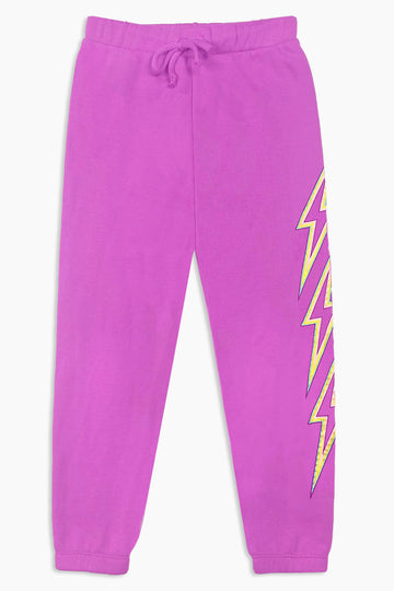 French Terry Heavyweight Cozy Sweatpant - Hot Magenta Multi Bolt
