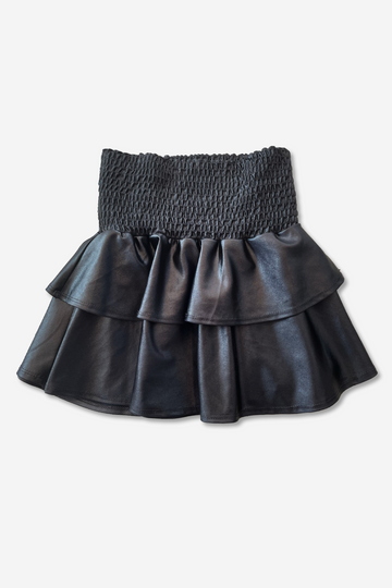 Smocked Skirt - Black Liquid