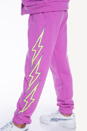 French Terry Heavyweight Cozy Sweatpant - Hot Magenta Multi Bolt