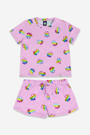 Simply Soft Short Sleeve Easy Tee & Short Lounge Set - Pink Ring Pops