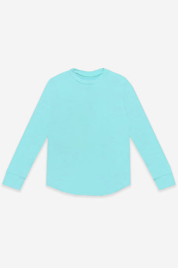 Simply Soft Long Sleeve Shirttail Top - Aqua
