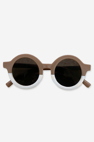 Kids Sunglasses - Taupe White Round